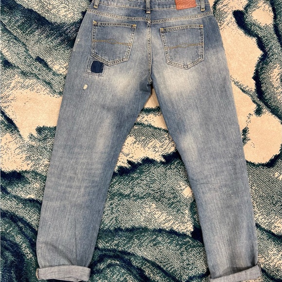 Custom made one of a kind bandana patchwork quilted jeans size 2 embroidered FP - Picture 3 of 8